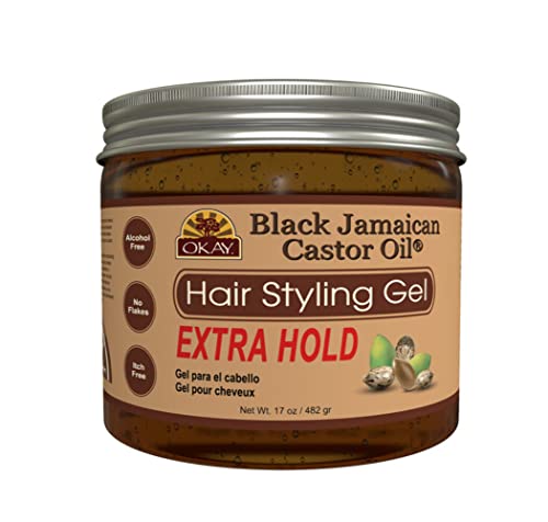 Black Jamaican Castor Oil Hair Gel Extra Hold Healthy Conditioning Shine,Leaves Hair Smooth,Conditions Hair No flakes,No stick,No Itch,and Alcohol-Free,For All Hair Types And Textures Made in USA 17oz