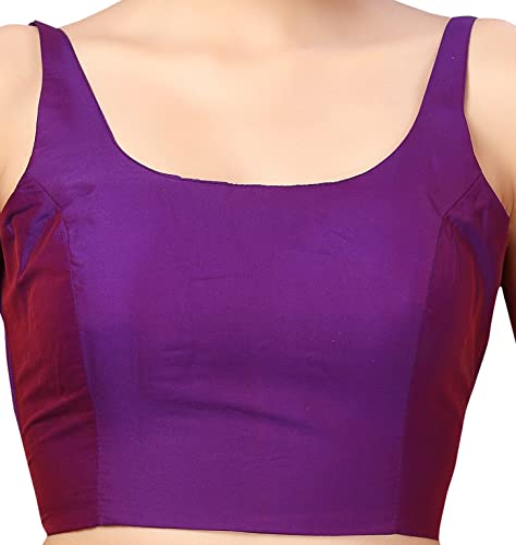 Image of Studio Shringaar Women's Polyester Sleeveless Satin Padded Saree Blouse