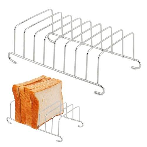 GeKLok Portapane in acciaio inox, accessori per friggitrice ad aria, rettangolare, per friggitrice ad aria, griglia di raffreddamento per pane (argento, dimensioni: 15,5 x 9 cm)