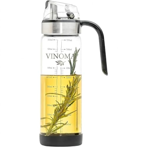 Image of Oil Dispenser Bottle with Handle & Measurement | Leakproof Glass Oil Dispenser for Kitchen Cooking, Salad, Frying & Daily Use | 520ml Capacity (PACK OF 2)