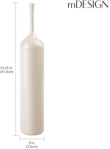 Miniatura 4 de mDesign Cepillo y soporte de inodoro independiente de plástico compacto extra delgado para almacenamiento y organización del baño, resistente,