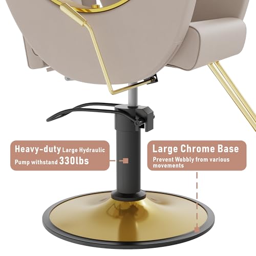 Image of LOUVIXA Barber Chair for Hair Stylist, Height Adjustable Hydraulic Hair Reclining Salon Chair, 360 Degrees Rotation, Multi-Function Shampoo Chair for Salon Barbershop (Grey)
