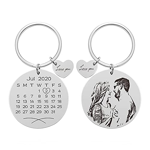 Jindorla Personalized Date Anniversary Calendar Keychain - Custom Photo Couples Dad Mom #TOP9