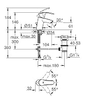 GROHE Eurosmart, Waschtischarmatur, wassersparend (Wasserhahn für das Bad, Badarmatur mit Zugstangen-Ablauf, 15cm hoch, einfache Installation am Waschbecken), chrom, 33265002 – Ansicht 4