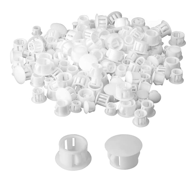 Image of 100 Pcs Plastic Plugs, 5mm White Plastic Hole Plugs, Locking Insert End Cap, Hole Covers for Screw Holes Furniture Machines Cabinets
