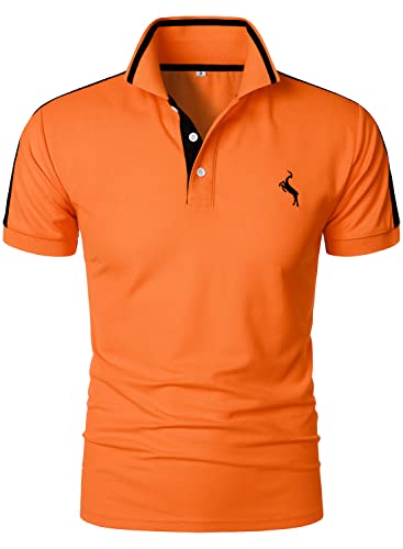 HOOD CREW Men’s Short Sleeves Collared T Shirt Fashion Polo Shirts Classic Tops Golf Tennis T-Shirt