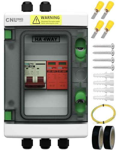 CNLonQcom Solar Disconnect Switch 40 Amp DC 500V Circuit Breaker with Lightning Surge Protector...