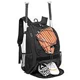 DAFISKY Baseball Bag Softball Backpack - Youth Adult T Ball Bat Equipment Accessories Bag with Hook Shoe Compartment Waterproof Black