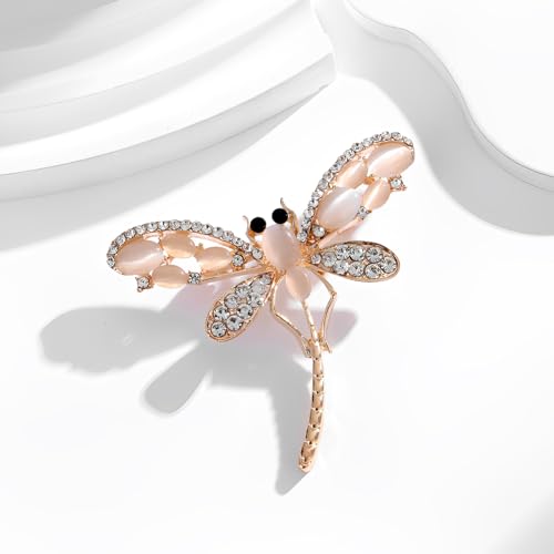 Image of Dragonfly Brooch Rhinestone /Enamel Dragonfly Brooches Lapel Pin for Women Elegant Outfits Dragonfly Jewelry Gifts