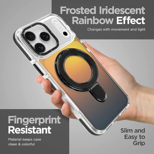 Image of Magnetic for iPhone 17 Pro Case with Stand [Compatible with Magsafe] [Cute Fashion Fluorescent Design] [1 Screen Protector] Slim Translucent Matte Case for iPhone 17 Pro 6.3 inch 2025, Black
