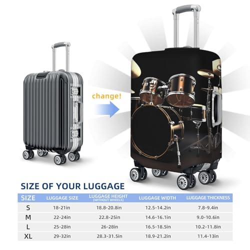 Cool Drum Set Print Luggage Cover Travel Luggage Covers Elastic Washable Suitcase Protector Anti-Scratch Dirt Suitcase Covers Dust-proof Baggage Case Covers Fit 18-32 Inch Luggage2