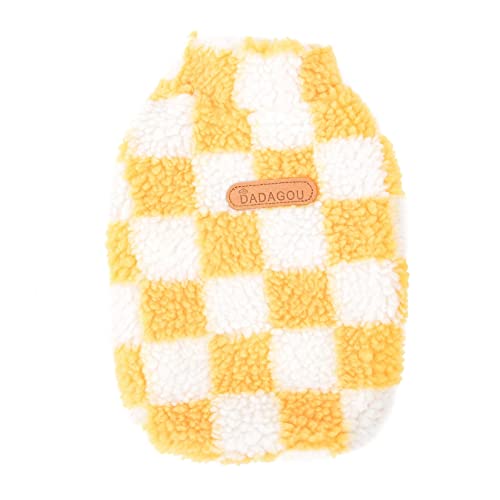 Zunea Fuzzy Dog Jumper for Small Dogs Warm Fleece Winter Jacket Coat Plaid Puppy Clothes Fluffy Pullover Sweater Coat Soft Pet Apparel for Dogs Girl Boy Chihuahua Yorkie Cat Yellow S - Image 4