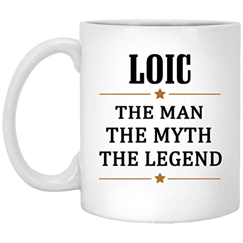 Loic Tea Cup Large The Man The Myth The Legend Coffee Mug - personnalisé anniversaire Gag cadeaux Mug pour Loic cadeau parfait tasses à café blanc en céramique 11 oz Cover
