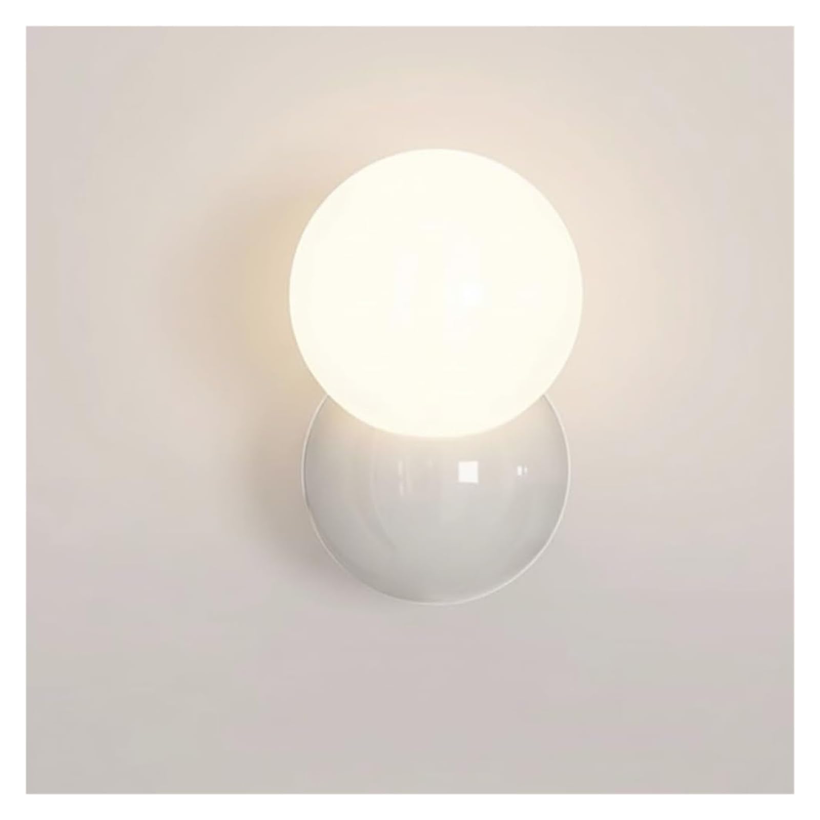 LUOYAOB Modern Minimalist Wall Sconce Cream Yellow Glass Globe Wall Lamp Opaque Sphere Wall Light Hardwired Wall Fixture for Bedroom Bedside Living Room TV Wall Hallway Entryway(White)