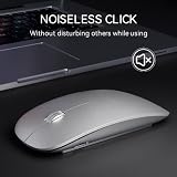 Uiosmuph G11 Bezprzewodowa mysz z akumulatorem, cicha mysz bezprzewodowa 2,4 GHz z odbiornikiem typu C i złączem USB do laptopów/komputerów PC/mac/chromebooków-Srebrny