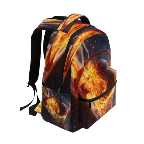 Basketball Shot Fire Backpack for School Boys Girls Adults Kids Bookbag Laptop Bag 18L2