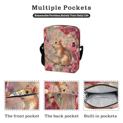 Gerbil Okra Red Flowers Painting small messenger bag for men Small Crossbody Bags For Women Casual Purse Adjustable Strap for work work2