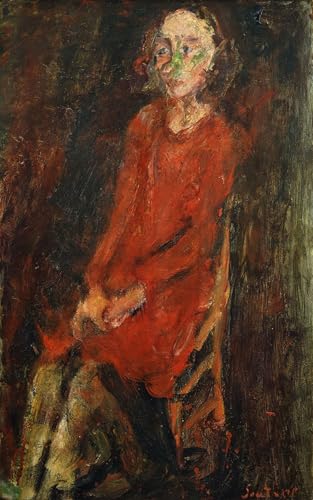 Impresiones en lienzo premium de Chaim Soutine, Giovane donna in rosso de 60x90cm de alta calidad