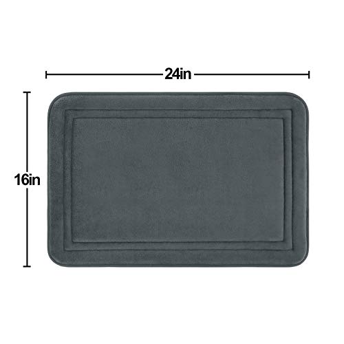 Itsoft Memory Foam Bath Mat Non Slip Absorbent Super Cozy Velvet Bathroom Rug Carpet, Machine Washable, 16 X 24 Inches Charcoal Gray #TOP1