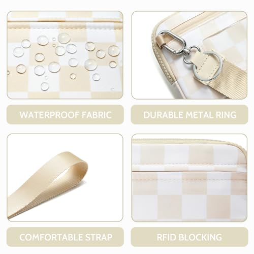 fodoko wristlet wallets for women rfid crossbody bag nylon quilted wallet with 4 zipperstravel credit cardholder cell phone