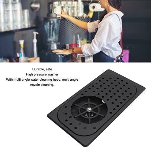 Glass Rinser Cup Washer, 304 Stainless Steel Cleaner Rinser High Pressure Washing With Drain Drip Tray Hose for Bar Coffee Shop (Black) image 2