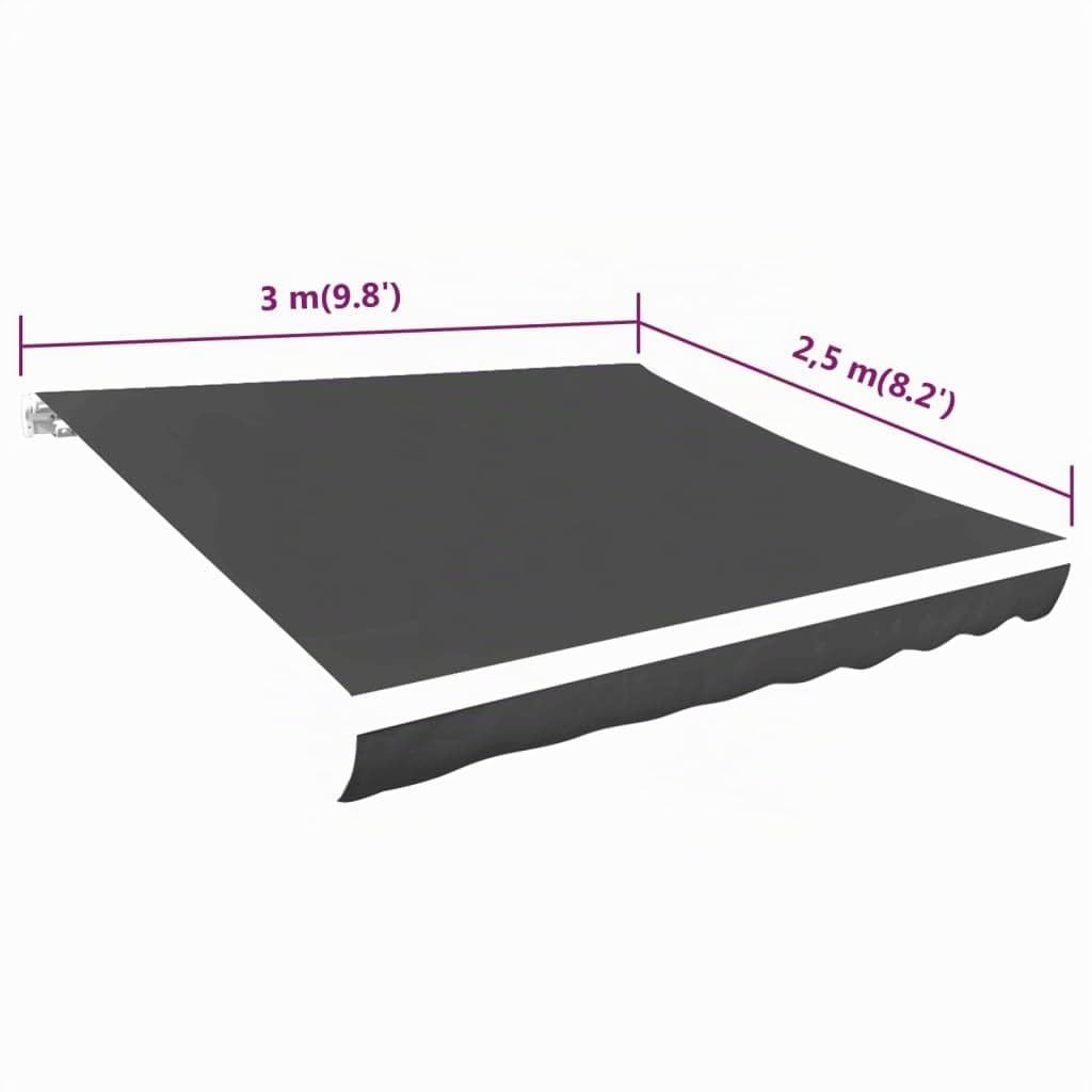Tissu de Remplacement pour Auvent - Toile de Rechange pour Store Banne Anthracite 300x250 cm