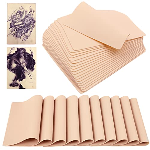 Blank Tattoo Skin Practice - Rayyl 10Pieces Tattoo Practice Skin Silicone Soft 7.4x5.6" Thin Double Sides Eyebrow Tattoo Practice Skin for Tattoo Kit Beginner & Experienced Tattoo Artist