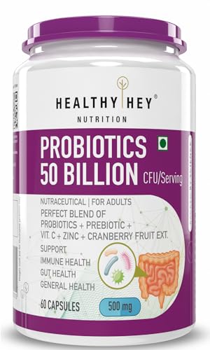 54% OFF on HealthyHey Nutrition Probiotics 50 Billion CFU Multi- Strains, 60 Veg. Capsules, Targeted Release Technology, Stomach Acid Resistant, No Need for Refrigeration, Non-GMO, Gluten-Free 54% OFF on HealthyHey Nutrition Probiotics 50 Billion CFU Multi- Strains, 60 Veg. Capsules, Targeted Release Technology, Stomach Acid Resistant, No Need for Refrigeration, Non-GMO, Gluten-Free