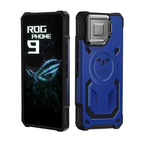 HikerClub Case for ROG Phone 9 and ROG 9 Pro (2024) with Camera Stand, Compatible with Air Trigger, Built in Len Cover Military Grade Shockproof Protective Case Blue