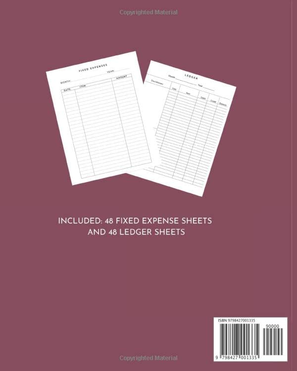 Household Budget: 48 Fixed Expense Sheets and 48 Ledger Sheets to Manage Your Monthly Income and Expenses image 3