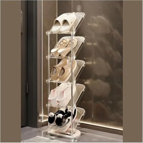 Image of Cortina Shoe Rack Vertical Shoes Racks for Entryway Corner Shoe Storage Organizer for Small Spaces Transparently Tall Slim Shoe Shelf for Front Door Entrance Living Room - 5 Layer