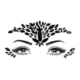 Black Face Jewels halloween face tattoo sticker self Adhesive Crystal Face Gems stick on Festival halloween makeup tattoos party decorations Body Glitter mermaid Eyebrow body jewels(Black)