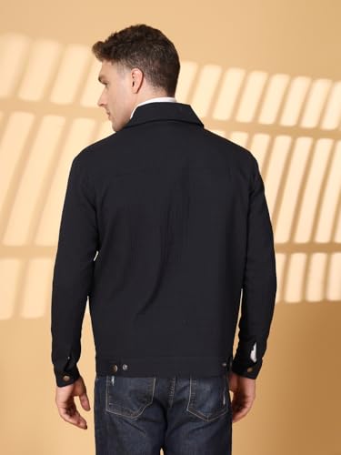 Image of CHKOKKO Men's Fleece Solid Winter Wear Regular Fit Standard Length Jacket