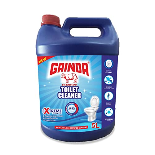 Image of GAINDA Toilet Cleaner Liqud Disinfectant Bowl Pot Cleanser Safe Hygienic Bathroom Stain & Odour Remover for Commercial Use Removes 99.9% Germs (5 Ltr)
