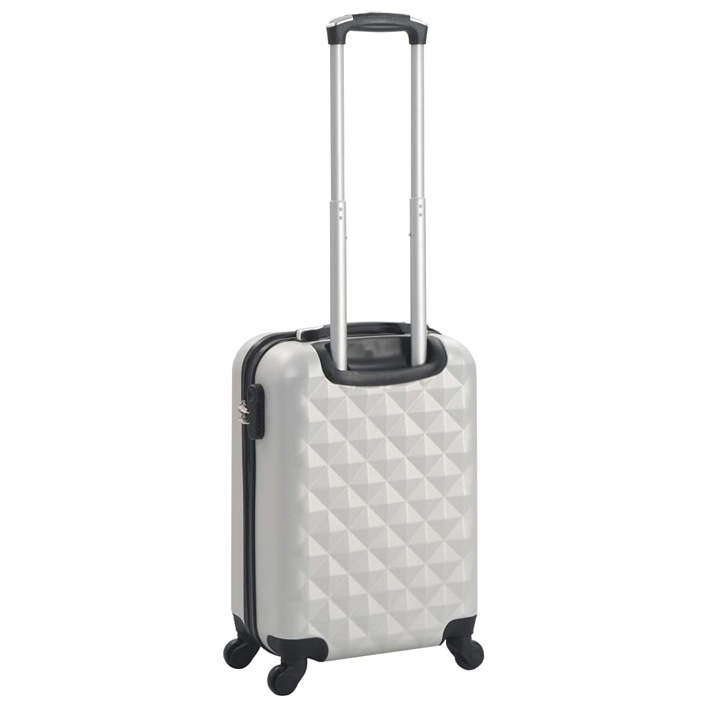 Carro rígido de plástico ABS negro con carcasa rígida ABS resistente y cerraduras de seguridad, 4 ruedas de 360 grados, asa de transporte y correas internas para equipaje, plata, 55 x 36 x 22