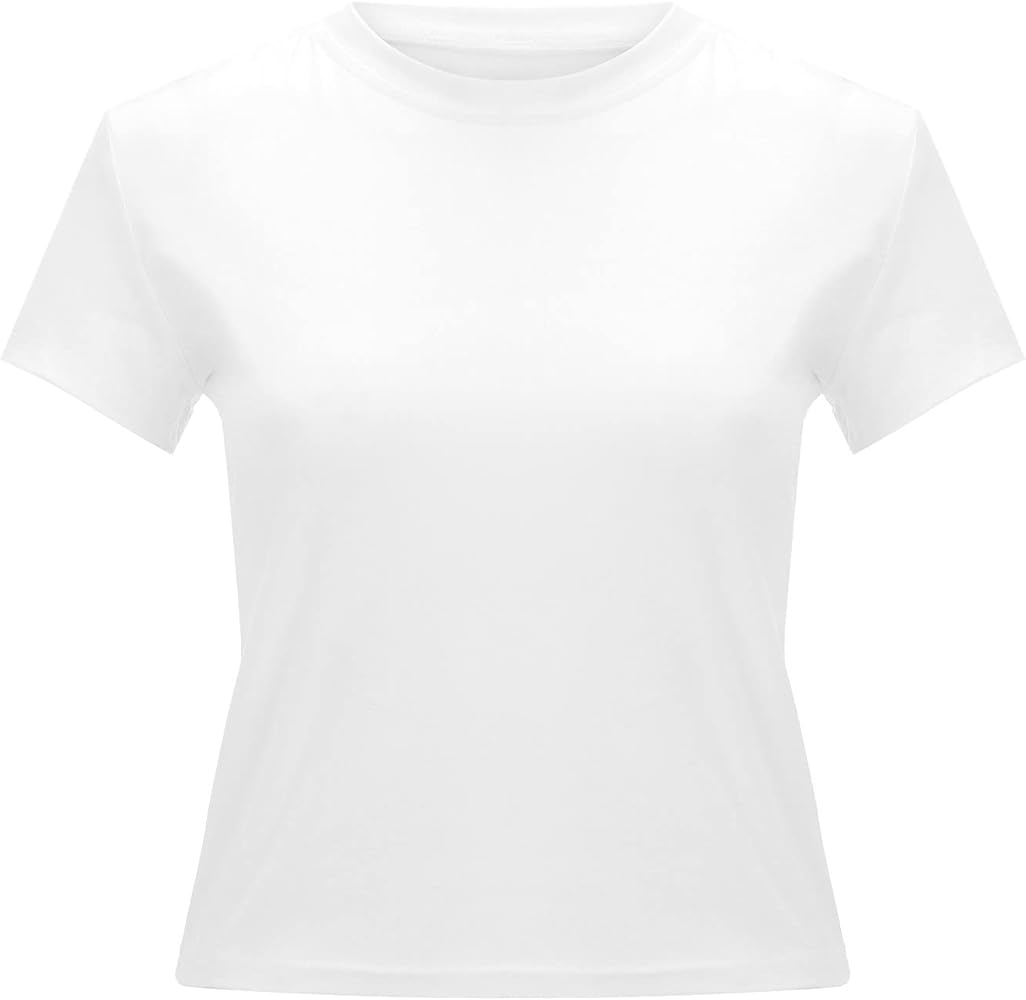 Maglietta da donna con scollo rotondo, estivo, a maniche
