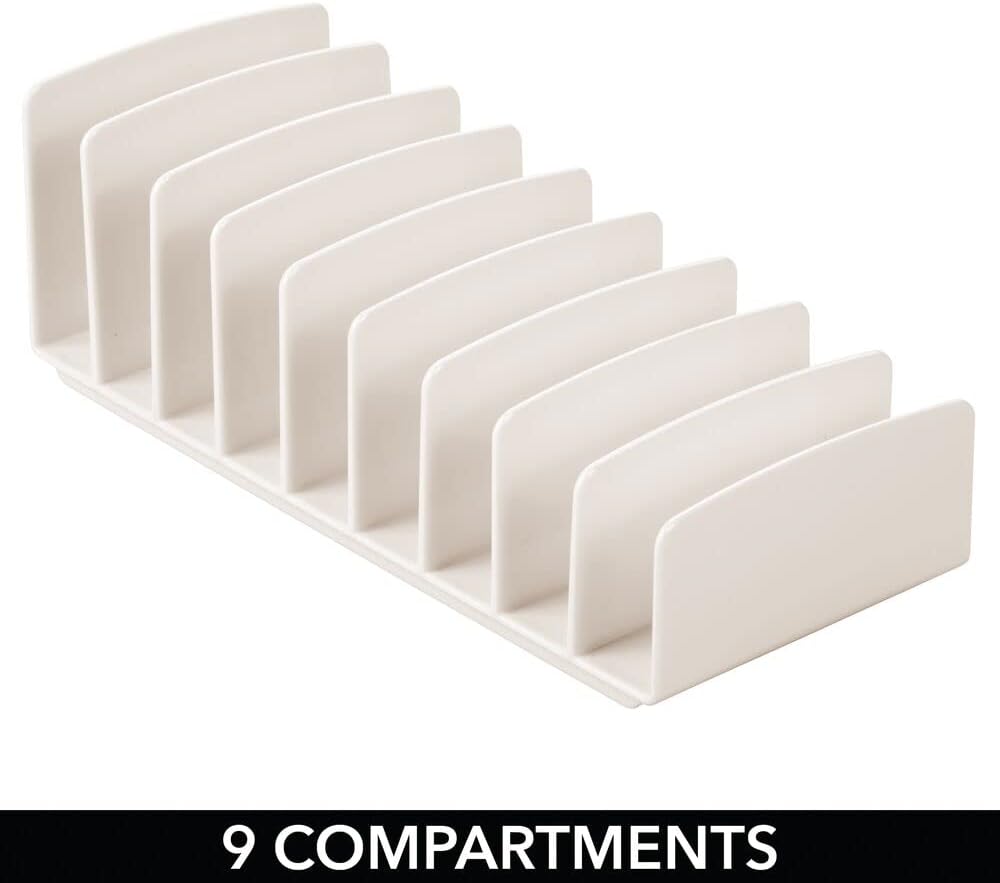 mDesign Plastic Divided Cosmetic Palette Organizer with 9 Sections - Makeup Storage for Bathroom Vanity, Cabinet, Drawer - Holds Eyeshadow, Blush, Powder - Lumiere Collection - 2 Pack - Cream