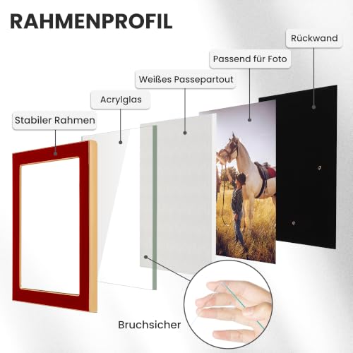 Fun Memories Bilderrahmen aus Emaille-Glas, 12,7 x 17,8 cm, mit goldfarbenem Metallrand und Staffelei für die Präsentation von Bilderrahmen… – Ansicht 5
