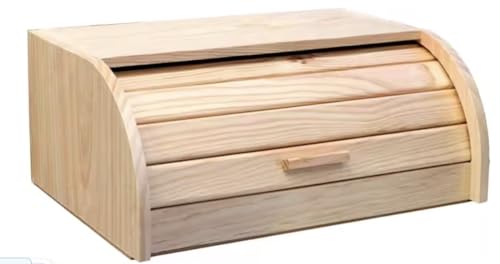 ARBUTUS Panera de Madera con Tapa – Contenedor para Pan Fabricado en Madera Natural – 15,5 x 35,2 x 24,5 cm.