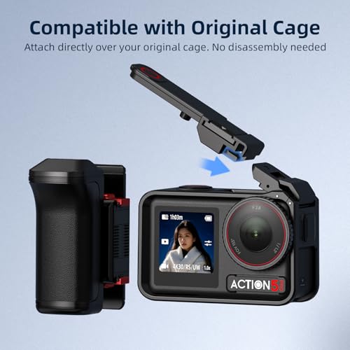 Kit de agarre BRDRC para DJI Osmo Action 5 Pro soporte de mango con obturador para jaula original 6