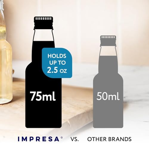 IMPRESA Mini Plastic Bottles - 75ml (2.5oz), Clear, 50-Pack - Liquor Containers with Airtight Caps, Reusable & Dishwasher Safe4