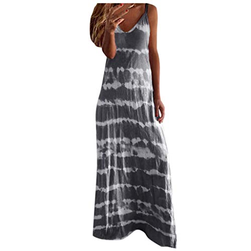 Maxi Dress for Women, Dress Pure Color Sexy V-Neck Short-Sleeve Long Dress Casual Maxi Dresses Gray