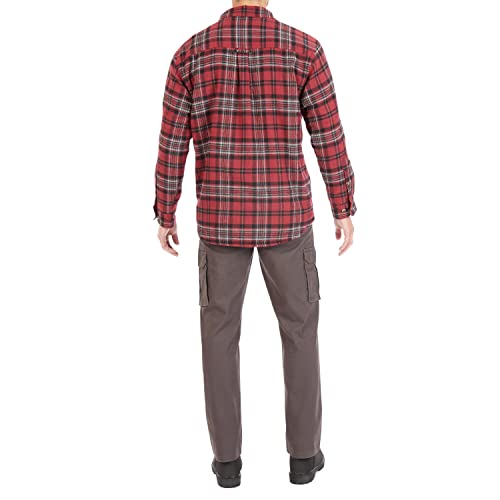 Image of Smith's Workwear Mens Zip-Front Sherpa-Lined Flannel Shirt JacketJacket
