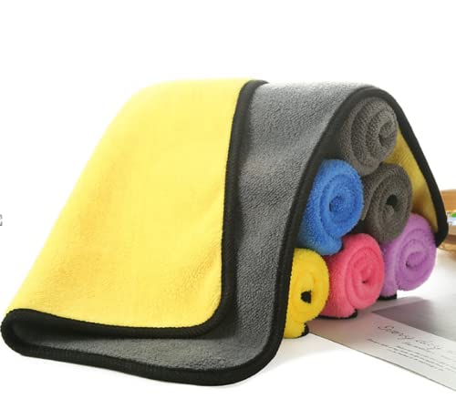 Image of Khillayox Microfiber Cleaning Towel 300 GSM Multicolor Thick Lint & Streak-Free Multipurpose Cloths | Microfiber Towels for Car, Bike Cleaning, Polishing, Washing & Detailing Set of 3-30x40 cm