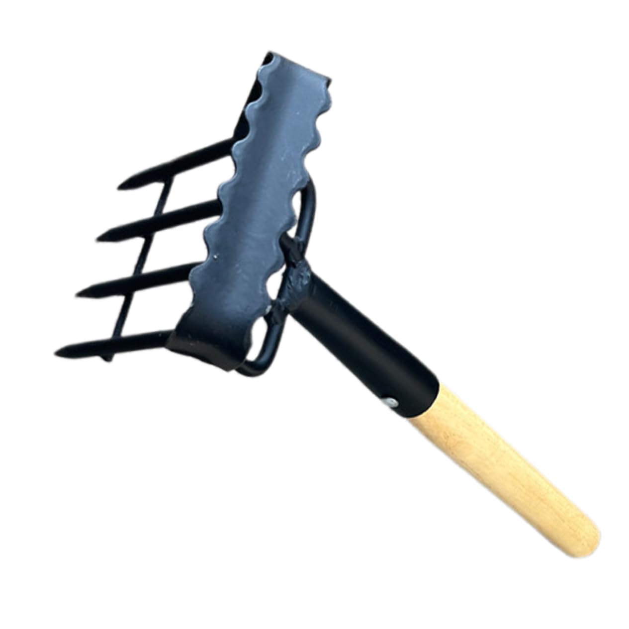 UPKOCH Rastrello da Giardino in Piccolo Rastrello Mano Manico in Legno Attrezzo Manuale per Diserbare e Smuovere Terreno per Giardinieri