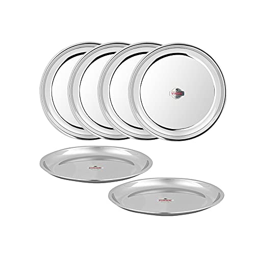 Vinod Stainless Steel China Serving Dish, Diameter 22 cm, Smokey Grey, Small (VINODCHINADISH226) - Set of 6 Pieces