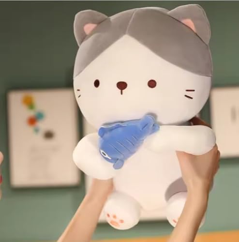 Image of Adorable and Safe Fish Cat Plush Toy for Children - Non-Toxic, Huggable, Washable & Perfect for Birthdays or Nursery Decor