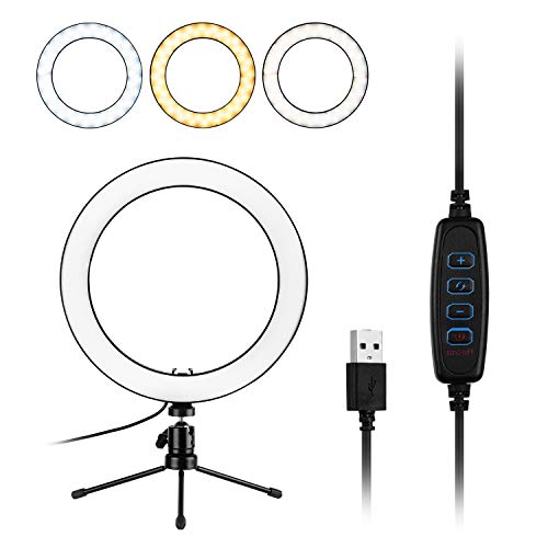 Sunbaca 10inch LED Ring Light Fotografia Fill-in Lamp 3 Modos de iluminação Regulável USB Powered co