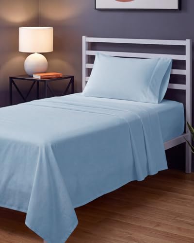 Image of Sleepy Town Twin XL Size Bed Sheets - 3 Piece - Twin XL Sheet Set - Extra Soft, Comfy & Cooling - Easy Care - Shrinkage, Wrinkle & Fade Free - Brushed Microfiber - Deep Pocket Bed Sheets (Sky Blue)