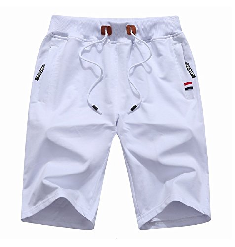 MO GOOD Pantalones cortos casuales para hombre, cómodos, de camuflaje, transpirables, grandes y altos, Blanco, 46